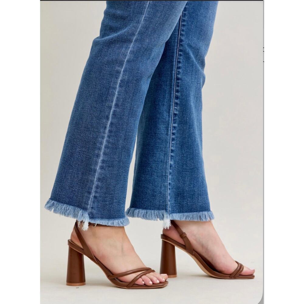 High Waist Bootcut Double Button WB & Hem - Picture 2 of 8